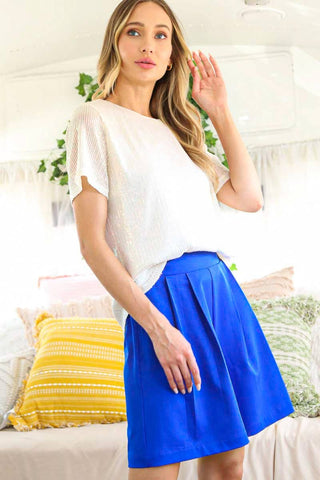 Sequin Short Sleeve Blouse-Blouse-Vine & Love-Summit Lane Boutique, Women's Apparel and Gifts located in Grand Rapids, MI