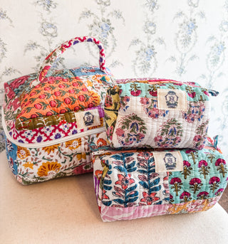 Wildflower Patch | Quilted Cosmetic Bags-set of 3-Cosmetic Bags-Heart of Grace-Summit Lane Boutique, Women's Apparel and Gifts located in Grand Rapids, MI