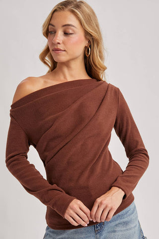 Denise Off Shoulder Top-Long Sleeves-Bluivy-Summit Lane Boutique, Women's Apparel and Gifts located in Grand Rapids, MI