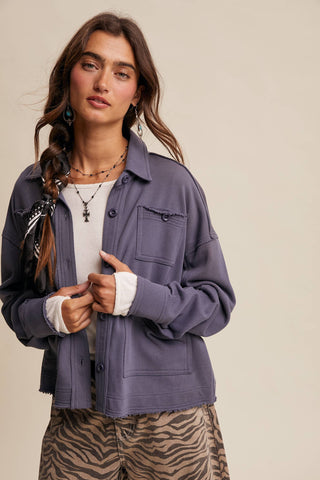 Washed Knit Utility Shacket-Jackets-Listicle-Summit Lane Boutique, Women's Apparel and Gifts located in Grand Rapids, MI