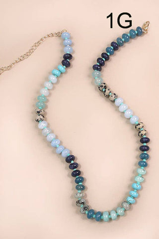 NATURAL AGATE GLASS SEMI PRECIOUS BEAD NECKLACE-Necklaces-JOSSLYN by Wall to Wall-Summit Lane Boutique, Women's Apparel and Gifts located in Grand Rapids, MI