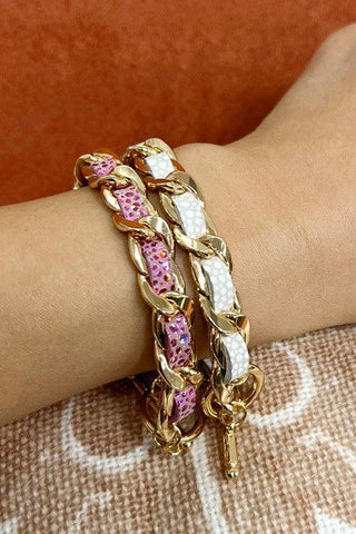 Faux Leather Chain Bracelet-Bracelets-JOSSLYN by Wall to Wall-Summit Lane Boutique, Women's Apparel and Gifts located in Grand Rapids, MI