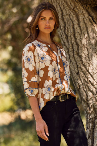 Brynn Floral Printed Blouse-Blouse-Oddi-Summit Lane Boutique, Women's Apparel and Gifts located in Grand Rapids, MI