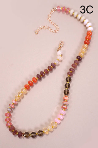 NATURAL AGATE GLASS SEMI PRECIOUS BEAD NECKLACE-Necklaces-JOSSLYN by Wall to Wall-Summit Lane Boutique, Women's Apparel and Gifts located in Grand Rapids, MI