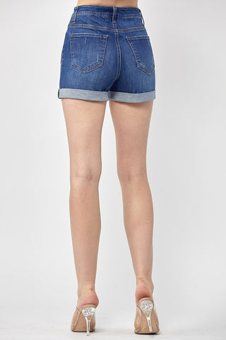 Risen Button Fly Rolled Shorts-Shorts-Risen-Summit Lane Boutique, Women's Apparel and Gifts located in Grand Rapids, MI