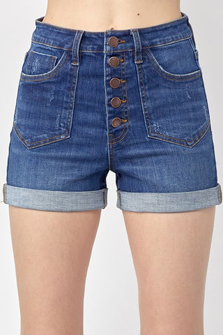 Risen Button Fly Rolled Shorts-Shorts-Risen-Summit Lane Boutique, Women's Apparel and Gifts located in Grand Rapids, MI