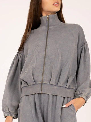 Mineral Wash Puff Sleeve Jacket-Jackets-Elle Grey-Summit Lane Boutique, Women's Apparel and Gifts located in Grand Rapids, MI