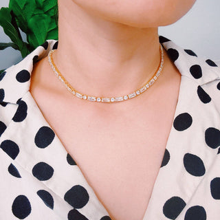 Mixed Shape Sparkle Tennis Necklace-Necklaces-Ellison+Young-Summit Lane Boutique, Women's Apparel and Gifts located in Grand Rapids, MI