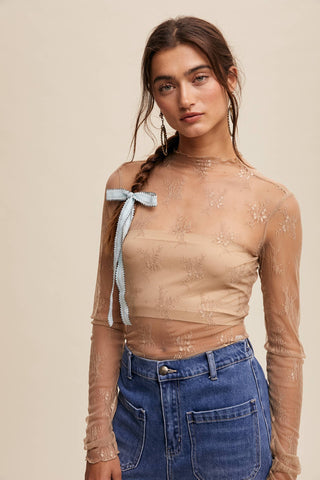 Sheer Lace Long-Sleeve Top-Long Sleeves-Listicle-Summit Lane Boutique, Women's Apparel and Gifts located in Grand Rapids, MI