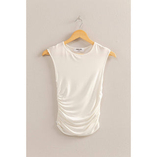 Becca Cap Sleeve Ruched Detail Top-Sleeveless-HYFVE-Summit Lane Boutique, Women's Apparel and Gifts located in Grand Rapids, MI