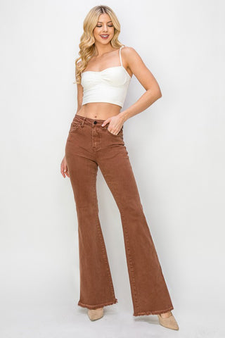 High Rise Side Slit Flare Jeans-Jeans-Risen-Summit Lane Boutique, Women's Apparel and Gifts located in Grand Rapids, MI