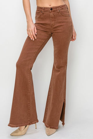 High Rise Side Slit Flare Jeans-Jeans-Risen-Summit Lane Boutique, Women's Apparel and Gifts located in Grand Rapids, MI