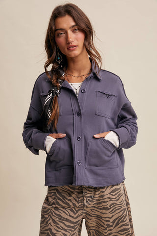 Washed Knit Utility Shacket-Jackets-Listicle-Summit Lane Boutique, Women's Apparel and Gifts located in Grand Rapids, MI