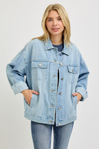 Ashton Oversized Denim Jacket-Jackets-Risen-Summit Lane Boutique, Women's Apparel and Gifts located in Grand Rapids, MI