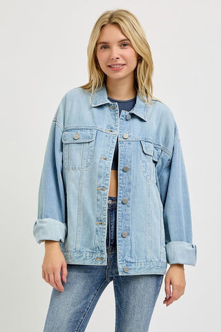 Ashton Oversized Denim Jacket-Jackets-Risen-Summit Lane Boutique, Women's Apparel and Gifts located in Grand Rapids, MI