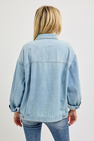 Ashton Oversized Denim Jacket-Jackets-Risen-Summit Lane Boutique, Women's Apparel and Gifts located in Grand Rapids, MI