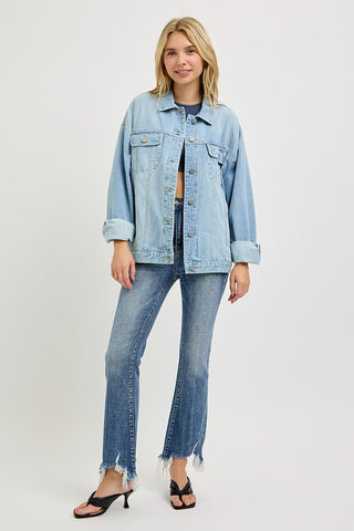Ashton Oversized Denim Jacket-Jackets-Risen-Summit Lane Boutique, Women's Apparel and Gifts located in Grand Rapids, MI