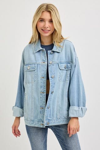 Ashton Oversized Denim Jacket-Jackets-Risen-Summit Lane Boutique, Women's Apparel and Gifts located in Grand Rapids, MI