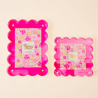 Square Scalloped Acrylic Frame-Hot Pink-Picture Frames-The Darling Effect-Summit Lane Boutique, Women's Apparel and Gifts located in Grand Rapids, MI