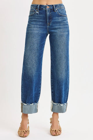 Cuffed Boyfriend Jeans-Jeans-Risen-Summit Lane Boutique, Women's Apparel and Gifts located in Grand Rapids, MI