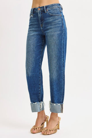 Cuffed Boyfriend Jeans-Jeans-Risen-Summit Lane Boutique, Women's Apparel and Gifts located in Grand Rapids, MI