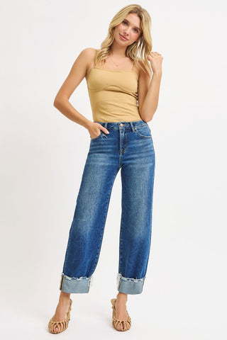 Cuffed Boyfriend Jeans-Jeans-Risen-Summit Lane Boutique, Women's Apparel and Gifts located in Grand Rapids, MI