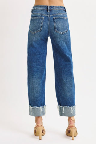 Cuffed Boyfriend Jeans-Jeans-Risen-Summit Lane Boutique, Women's Apparel and Gifts located in Grand Rapids, MI