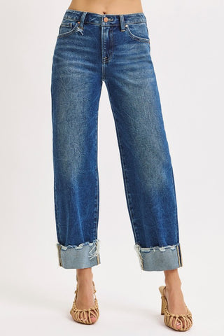 Cuffed Boyfriend Jeans-Jeans-Risen-Summit Lane Boutique, Women's Apparel and Gifts located in Grand Rapids, MI