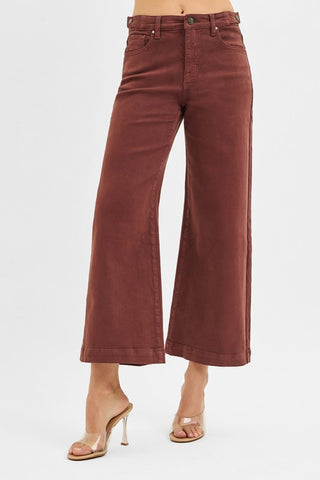 Brown Cropped Wide Leg-Jeans-Risen-Summit Lane Boutique, Women's Apparel and Gifts located in Grand Rapids, MI