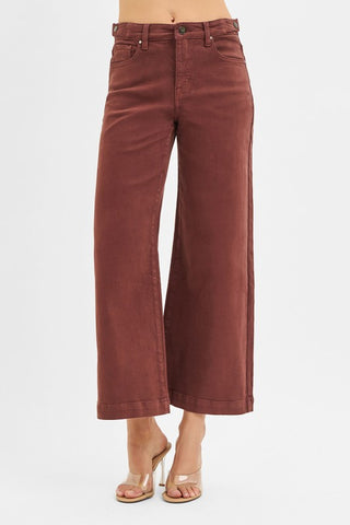 Brown Cropped Wide Leg-Jeans-Risen-Summit Lane Boutique, Women's Apparel and Gifts located in Grand Rapids, MI