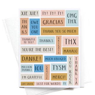 Various Thanks Greeting Card-Greeting Cards-Onderkast Studio-Summit Lane Boutique, Women's Apparel and Gifts located in Grand Rapids, MI