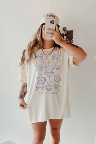 LA DOLCE VITA OVERSIZED TEE-Graphic Tees-GOOD DAY STREET-Summit Lane Boutique, Women's Apparel and Gifts located in Grand Rapids, MI