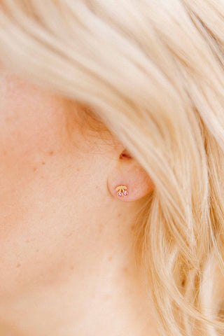 Pink Cherry - Napback Stud Earrings-Earrings-LINNY CO-Summit Lane Boutique, Women's Apparel and Gifts located in Grand Rapids, MI