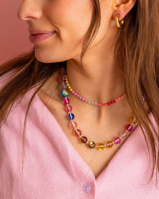 Beaded Necklace - Multi-Colored + Pink - Riley-Necklaces-Taylor Elliott Designs-Summit Lane Boutique, Women's Apparel and Gifts located in Grand Rapids, MI
