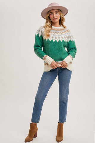 FAIR ISLE KNIT SWEATER PULLOVER-Sweaters-Bluivy-Summit Lane Boutique, Women's Apparel and Gifts located in Grand Rapids, MI