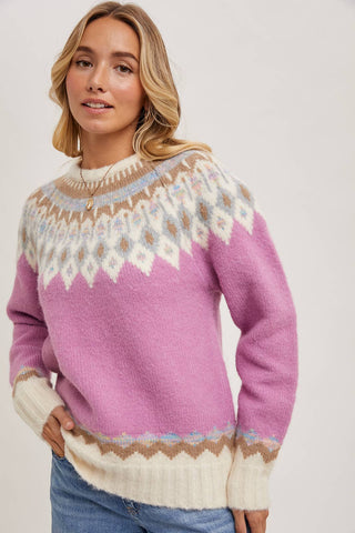 FAIR ISLE KNIT SWEATER PULLOVER-Sweaters-Bluivy-Summit Lane Boutique, Women's Apparel and Gifts located in Grand Rapids, MI