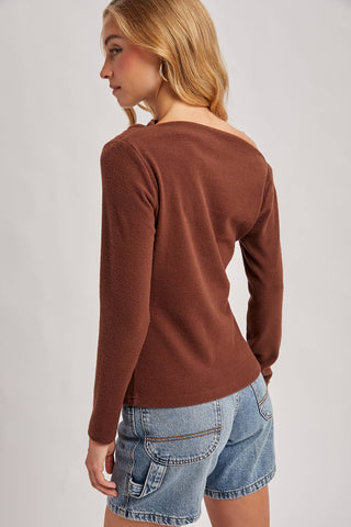 Denise Off Shoulder Top-Long Sleeves-Bluivy-Summit Lane Boutique, Women's Apparel and Gifts located in Grand Rapids, MI