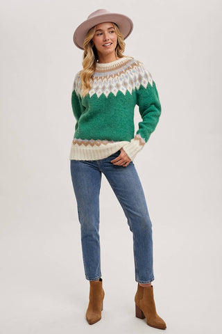 FAIR ISLE KNIT SWEATER PULLOVER-Sweaters-Bluivy-Summit Lane Boutique, Women's Apparel and Gifts located in Grand Rapids, MI