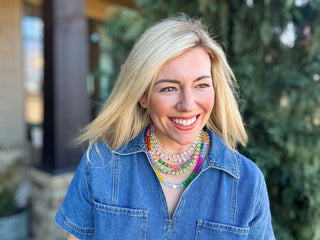 Beaded Necklace - Clear + Multi-Colored - Lanie-Necklaces-Taylor Elliott Designs-Summit Lane Boutique, Women's Apparel and Gifts located in Grand Rapids, MI