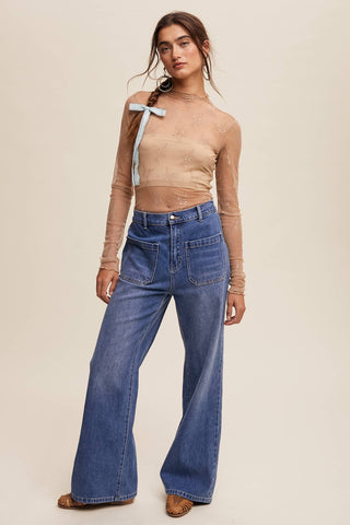 Sheer Lace Long-Sleeve Top-Long Sleeves-Listicle-Summit Lane Boutique, Women's Apparel and Gifts located in Grand Rapids, MI