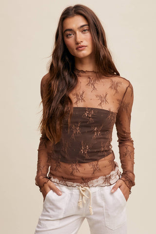 Sheer Lace Long-Sleeve Top-Long Sleeves-Listicle-Summit Lane Boutique, Women's Apparel and Gifts located in Grand Rapids, MI