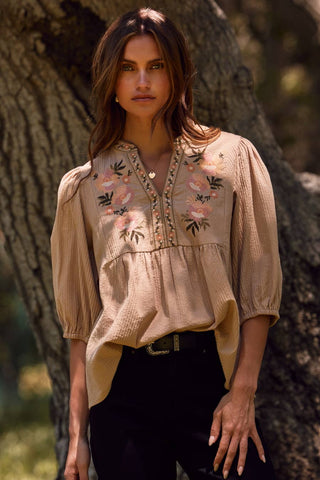 Alaina Embroidered Top-Blouse-Oddi-Summit Lane Boutique, Women's Apparel and Gifts located in Grand Rapids, MI