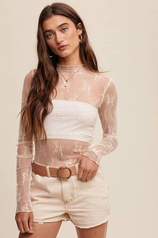 Sheer Lace Long-Sleeve Top-Long Sleeves-Listicle-Summit Lane Boutique, Women's Apparel and Gifts located in Grand Rapids, MI