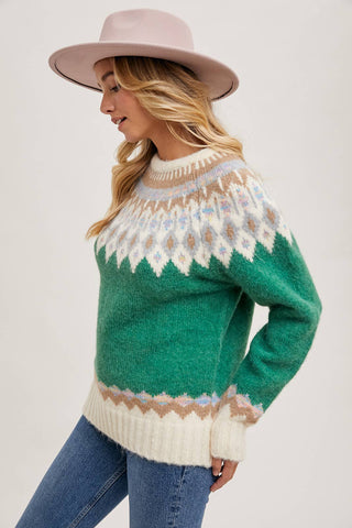 FAIR ISLE KNIT SWEATER PULLOVER-Sweaters-Bluivy-Summit Lane Boutique, Women's Apparel and Gifts located in Grand Rapids, MI