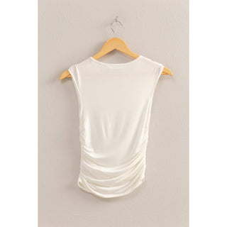 Becca Cap Sleeve Ruched Detail Top-Sleeveless-HYFVE-Summit Lane Boutique, Women's Apparel and Gifts located in Grand Rapids, MI