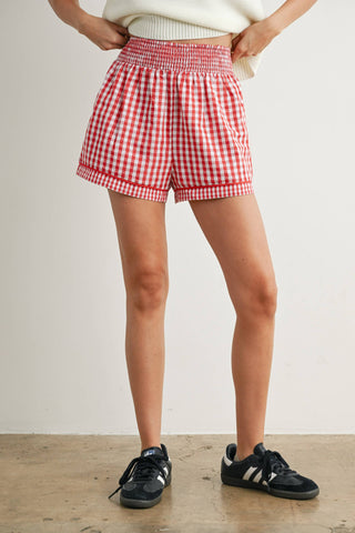 Jordan Gingham Shorts-Shorts-BUTTERMELON-Summit Lane Boutique, Women's Apparel and Gifts located in Grand Rapids, MI