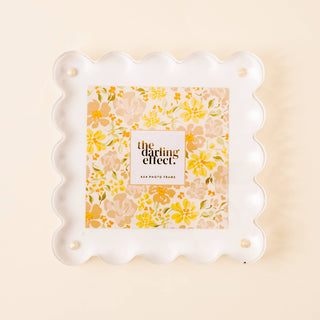 Square Scalloped Acrylic Frame-White-Picture Frames-The Darling Effect-Summit Lane Boutique, Women's Apparel and Gifts located in Grand Rapids, MI