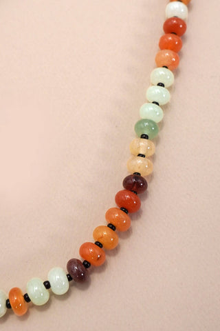 NATURAL AGATE GLASS SEMI PRECIOUS BEAD NECKLACE-Necklaces-JOSSLYN by Wall to Wall-Summit Lane Boutique, Women's Apparel and Gifts located in Grand Rapids, MI