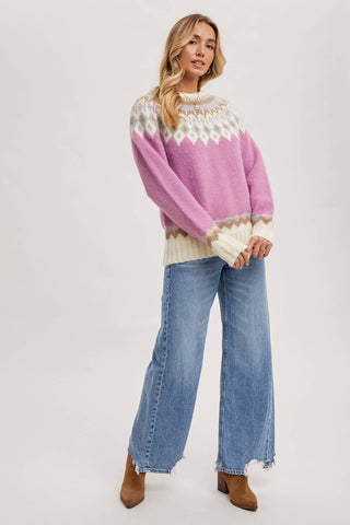 FAIR ISLE KNIT SWEATER PULLOVER-Sweaters-Bluivy-Summit Lane Boutique, Women's Apparel and Gifts located in Grand Rapids, MI