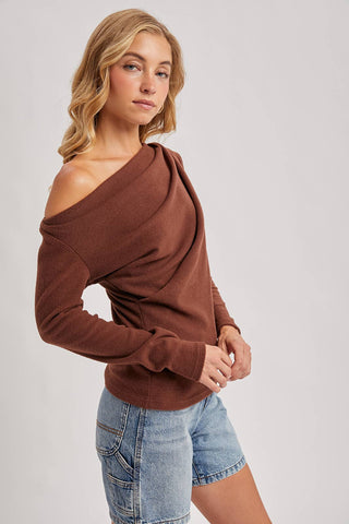 Denise Off Shoulder Top-Long Sleeves-Bluivy-Summit Lane Boutique, Women's Apparel and Gifts located in Grand Rapids, MI